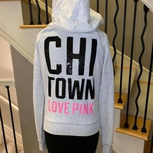 CHICAGO!!!  EUC GRAY VS PINK ZIP-UP HOODIE XS